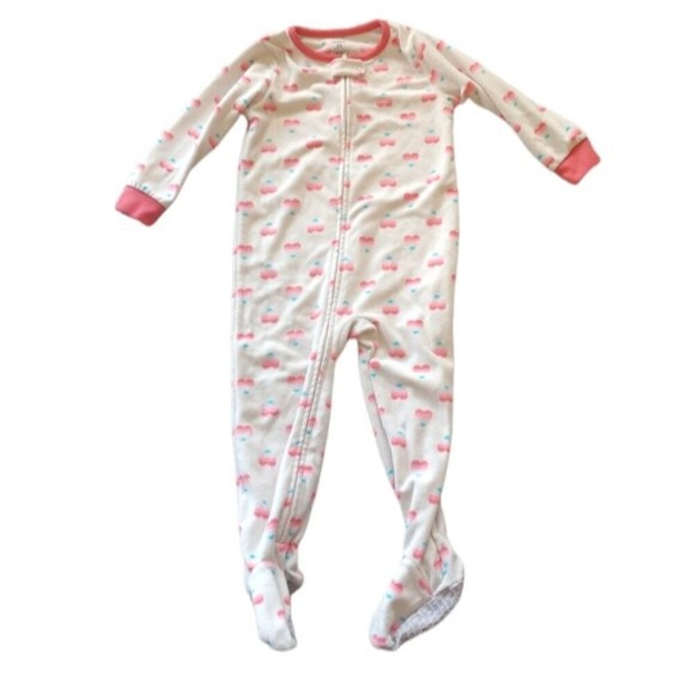 Carter's Heart Print Fleece Full Zip Pajamas Size 24 Months